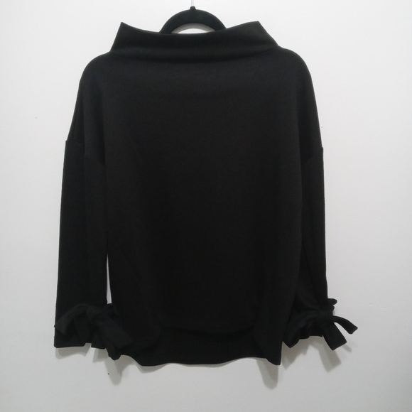 J.O.A Tie Sleeve Black Sweatshirt Top Size Extra Small - Picture 2 of 9